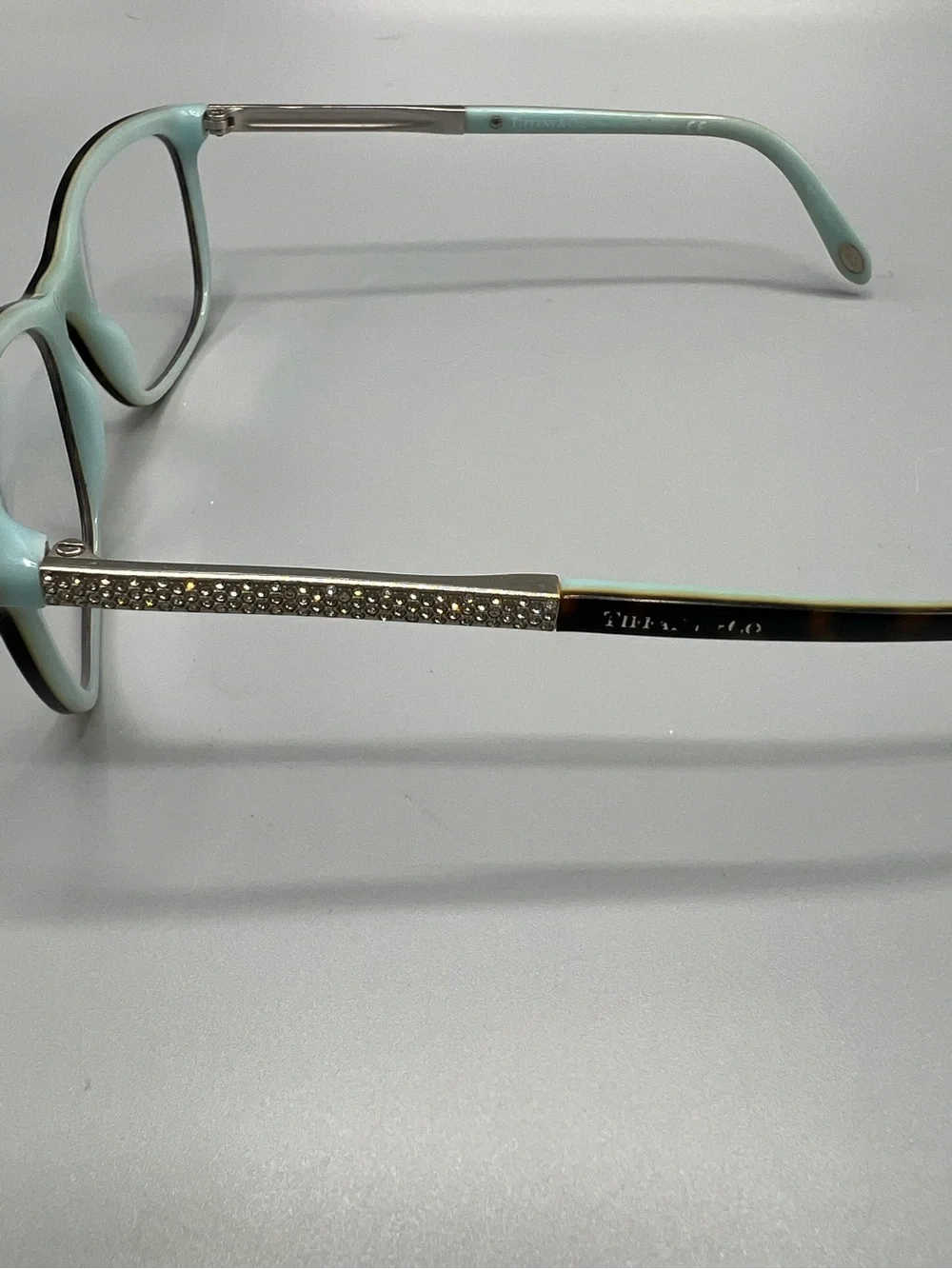 Tiffany & Co. Women’s Eyeglasses Brown Tortoise Tiffany Blue Crystal Frames